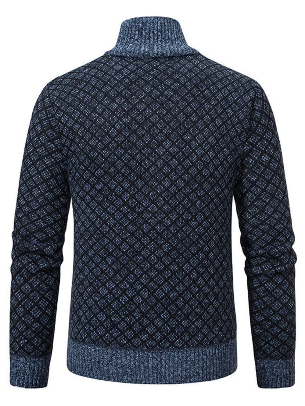 Men's Plus Size Diamond Pattern Zip-Up Knit Cardigan, image 10