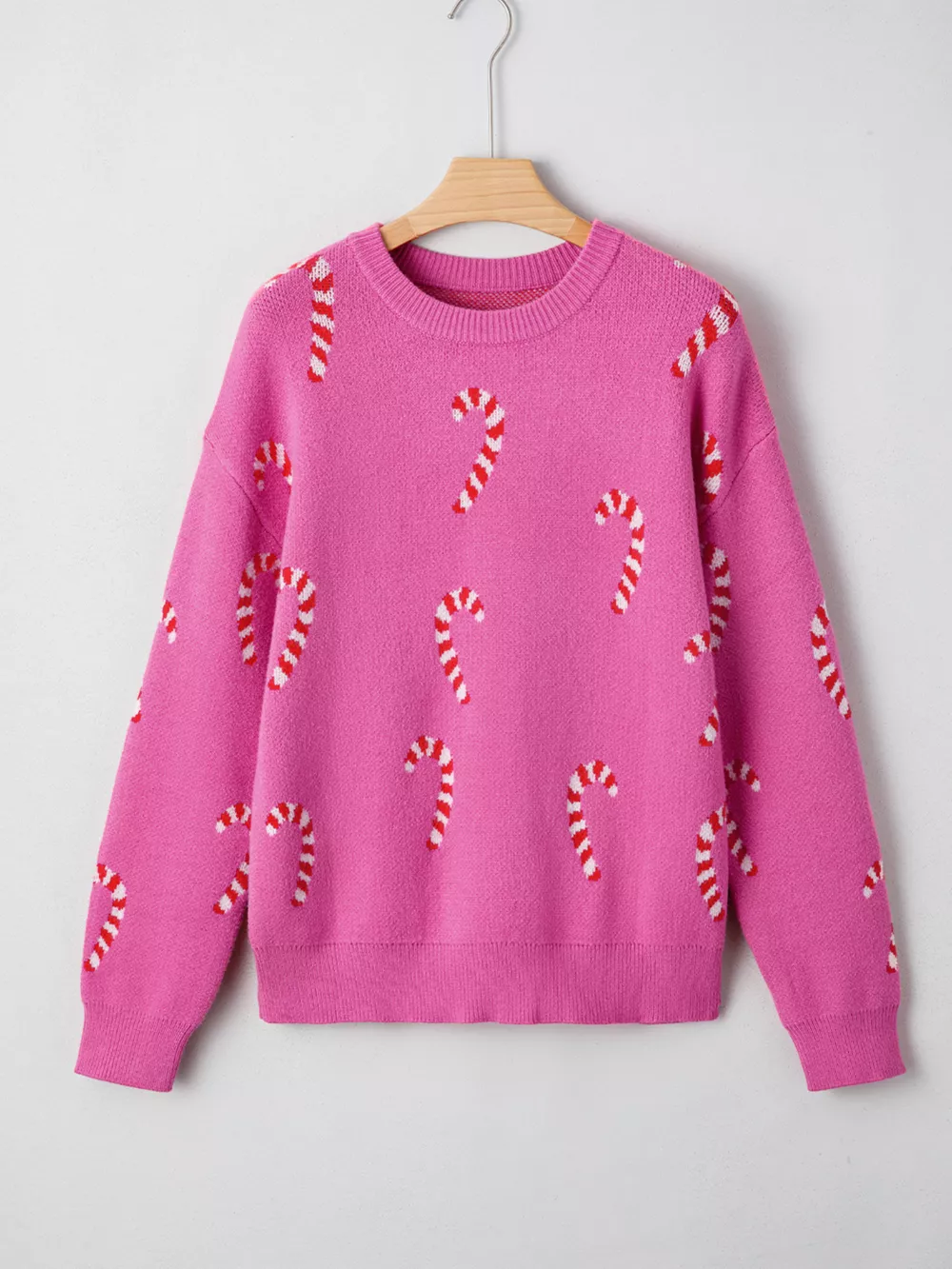 Christmas Candy Cane Holiday Drop Shoulder Sweater, image 4