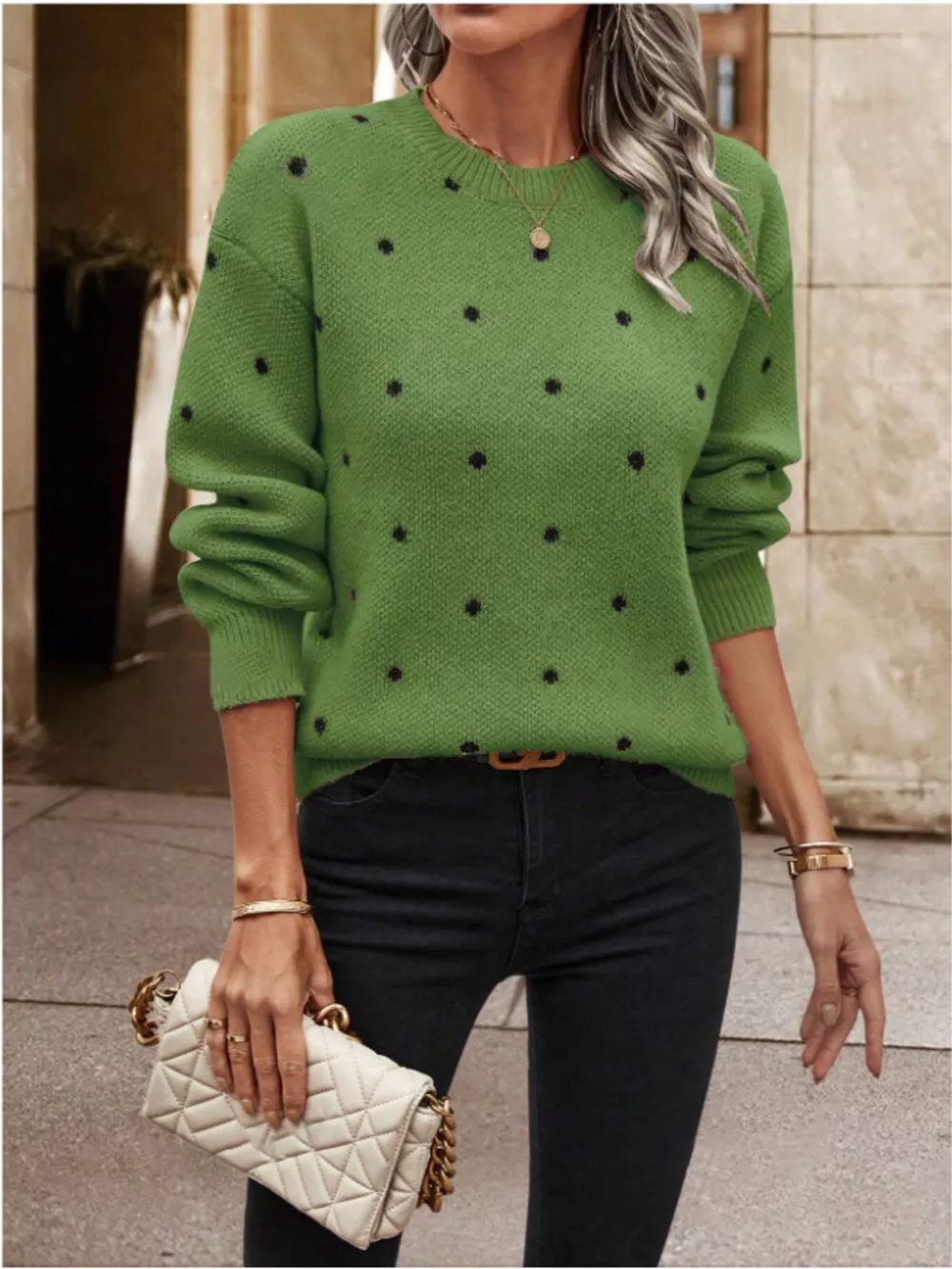 Polka Dot Long Sleeve Sweater, image 9