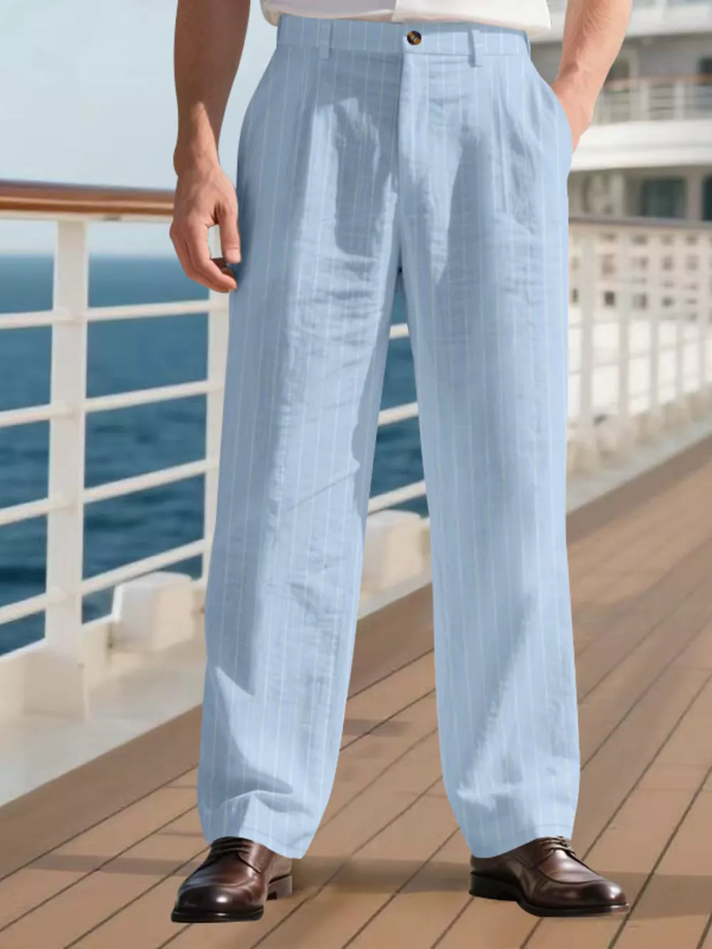 Men's Full Size Striped Wide Leg Pant Plus Size, image 19