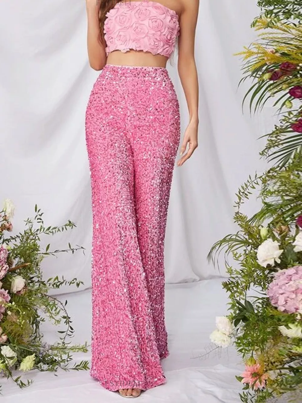Sequin Embellished Wide Leg Pants, image 6
