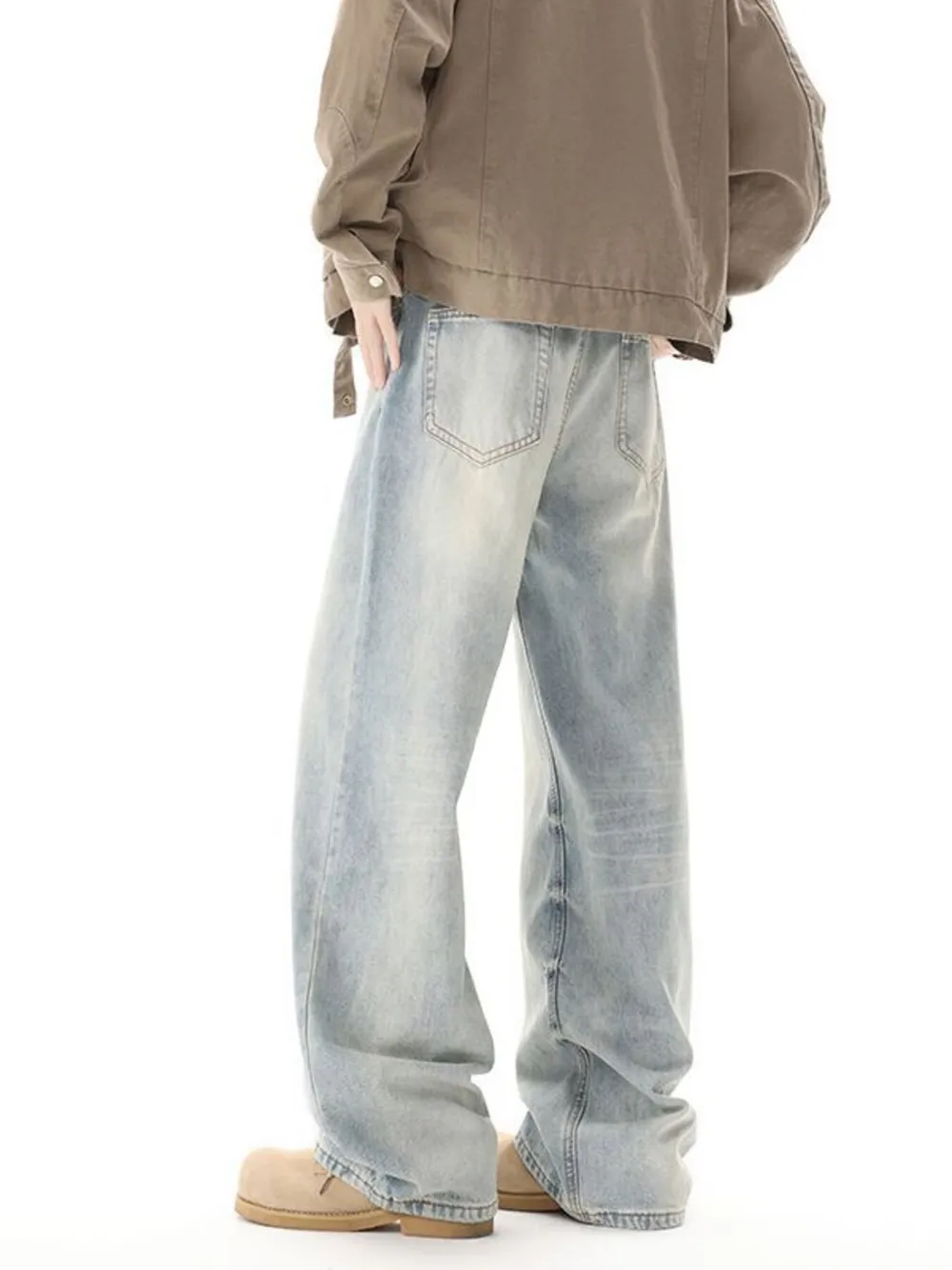 Men's High Waisted Washed Wide Leg Jeans, image 8