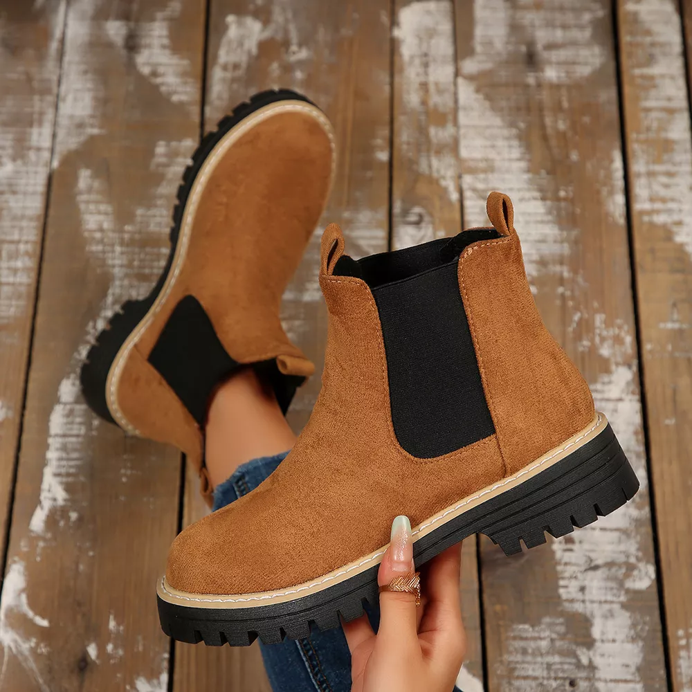 Round Toe Block Heels Boots, image 6