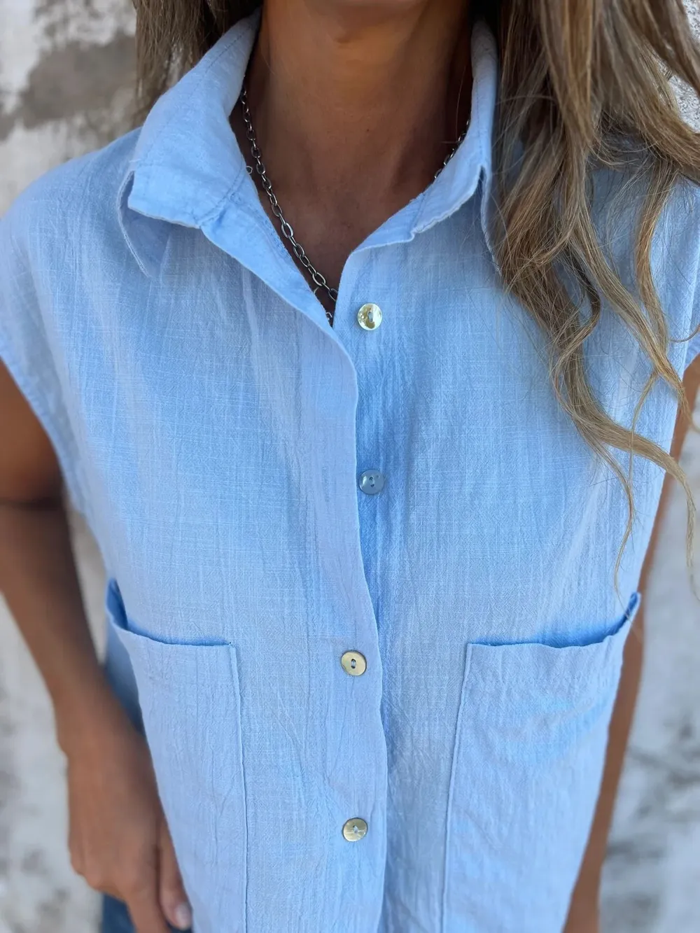 Full Size Textured Button-Front Sleeveless Shirt Plus Size, image 8