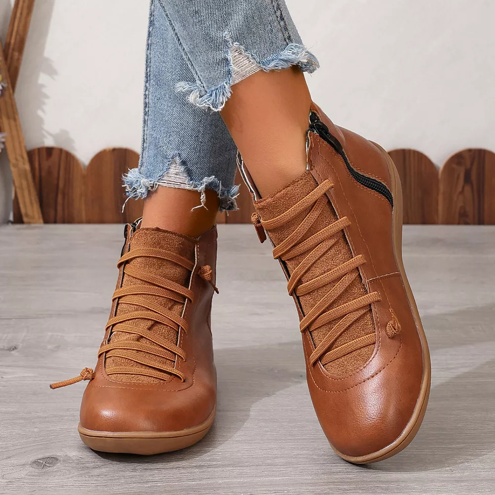 Lace-Up Faux Leather Ankle Boots, image 11