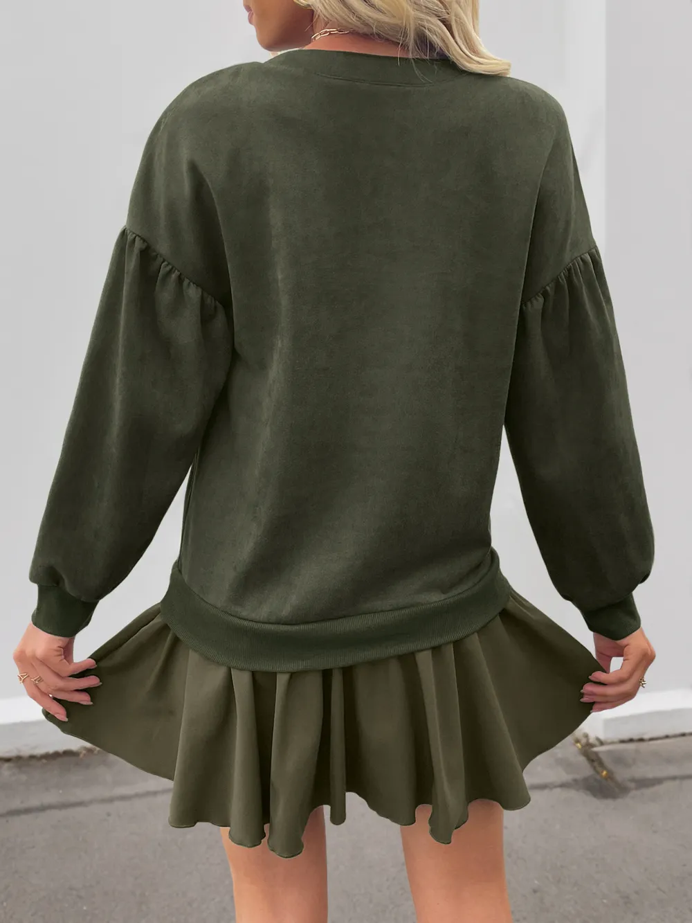 Button Front Mini Sweatshirt Dress, image 5