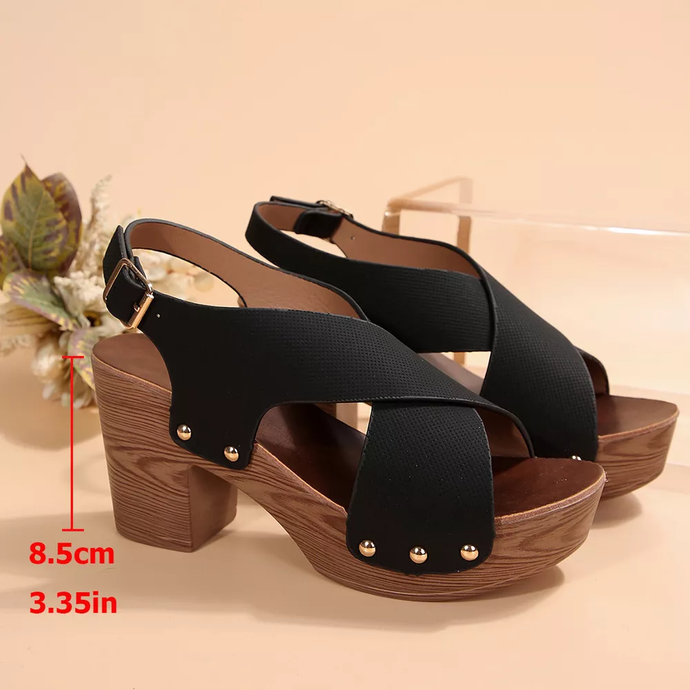 Crisscross Block Heels Sandals, image 7
