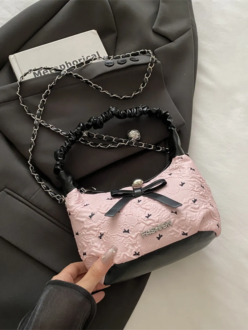 Bow Ruched Strap Crossbody Bag, image 2
