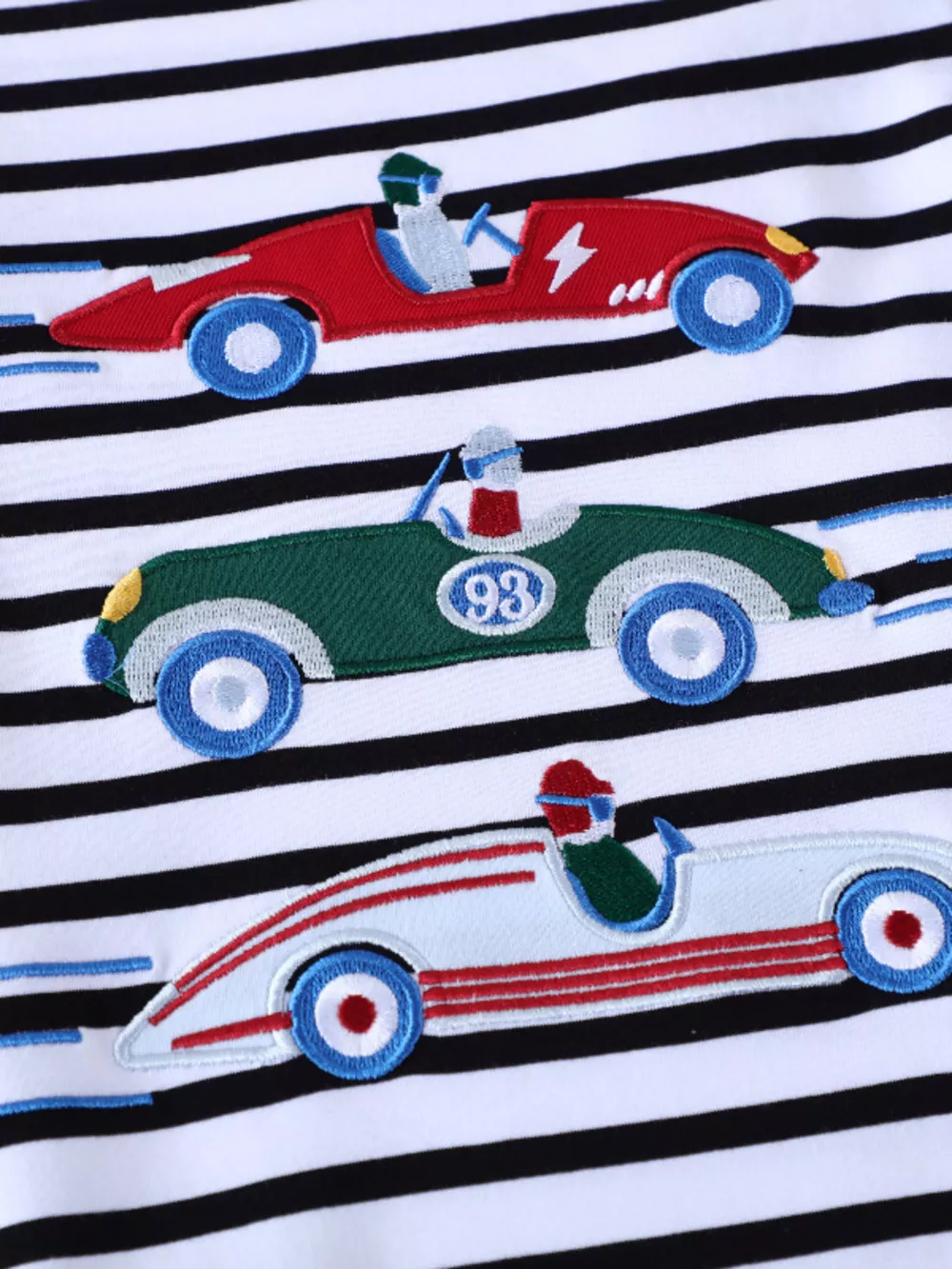 Children's Racing Car Embroidered Striped Long Sleeve T-Shirt, image 3