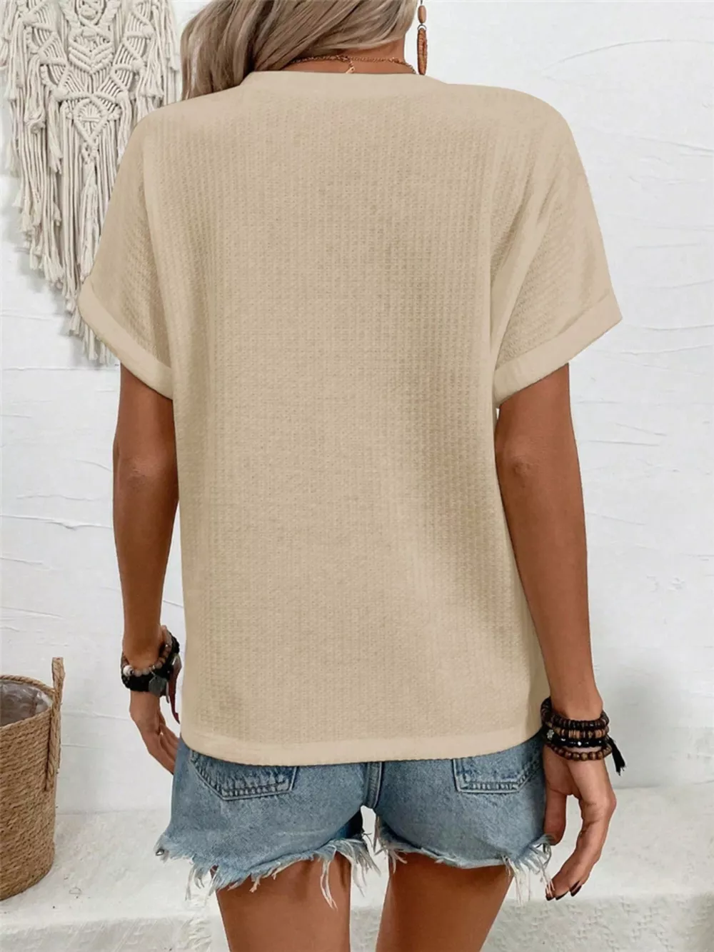 Short Sleeve Waffle Knit T-Shirt, image 7