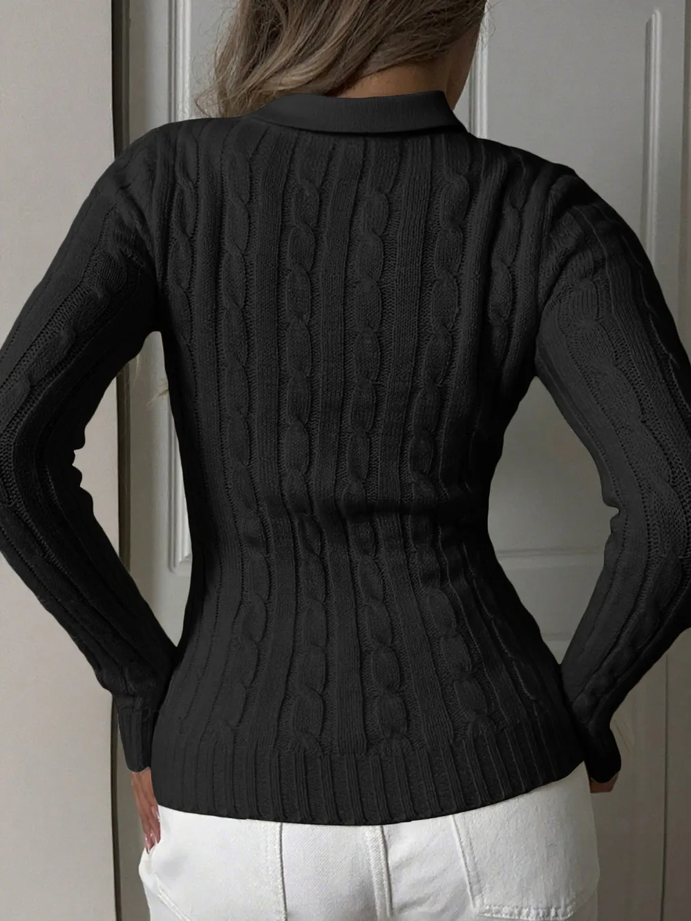 Cable Knit Long Sleeve Sweater, image 6