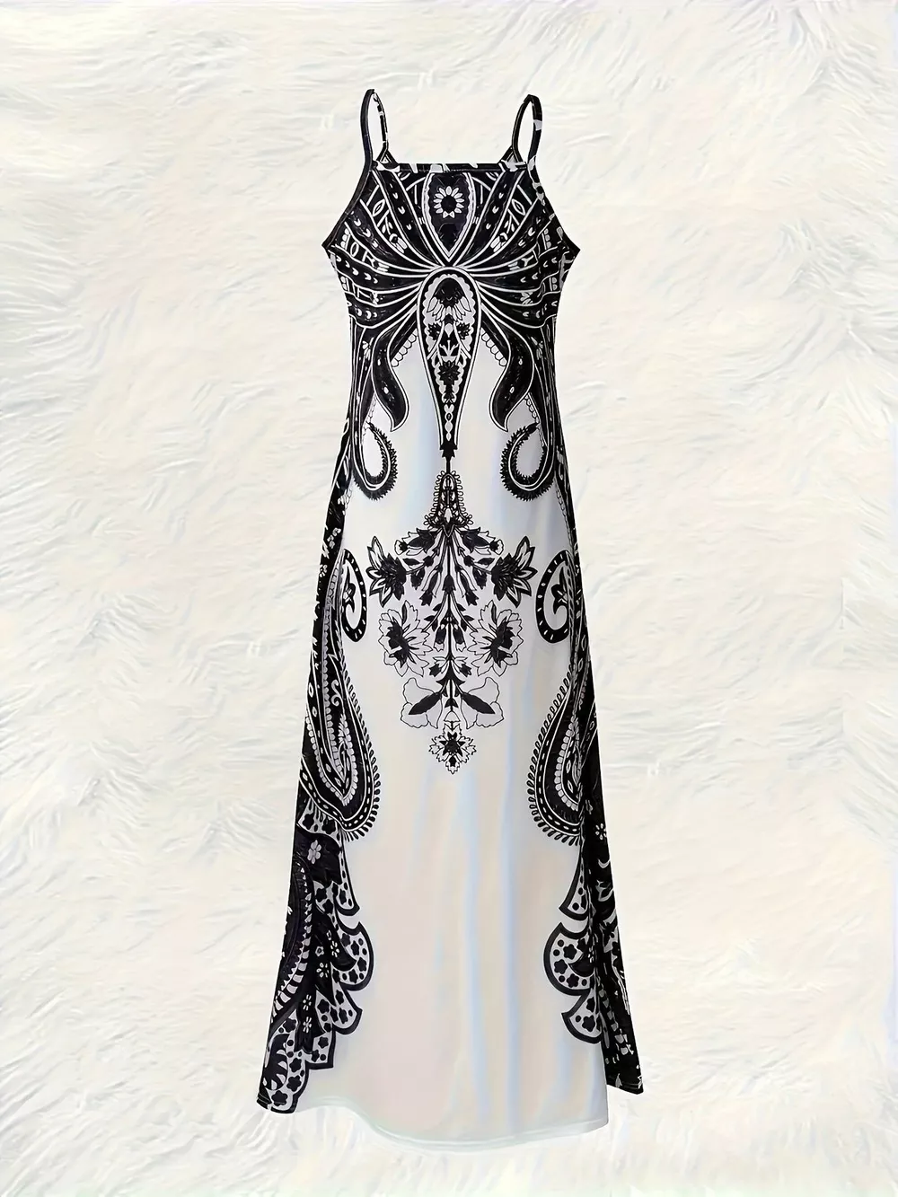 Printed Spaghetti Strap Maxi Dress, image 4