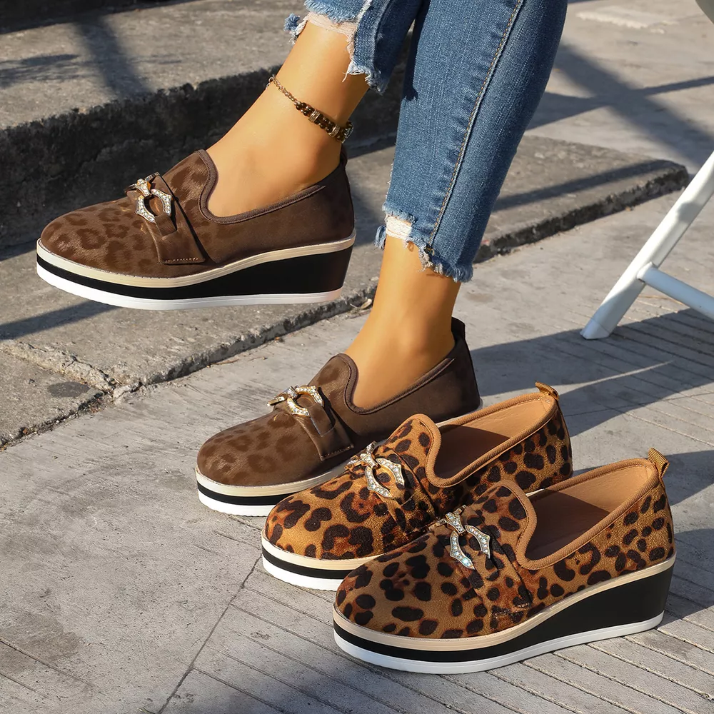 Leopard Print Wedge Loafers, image 2