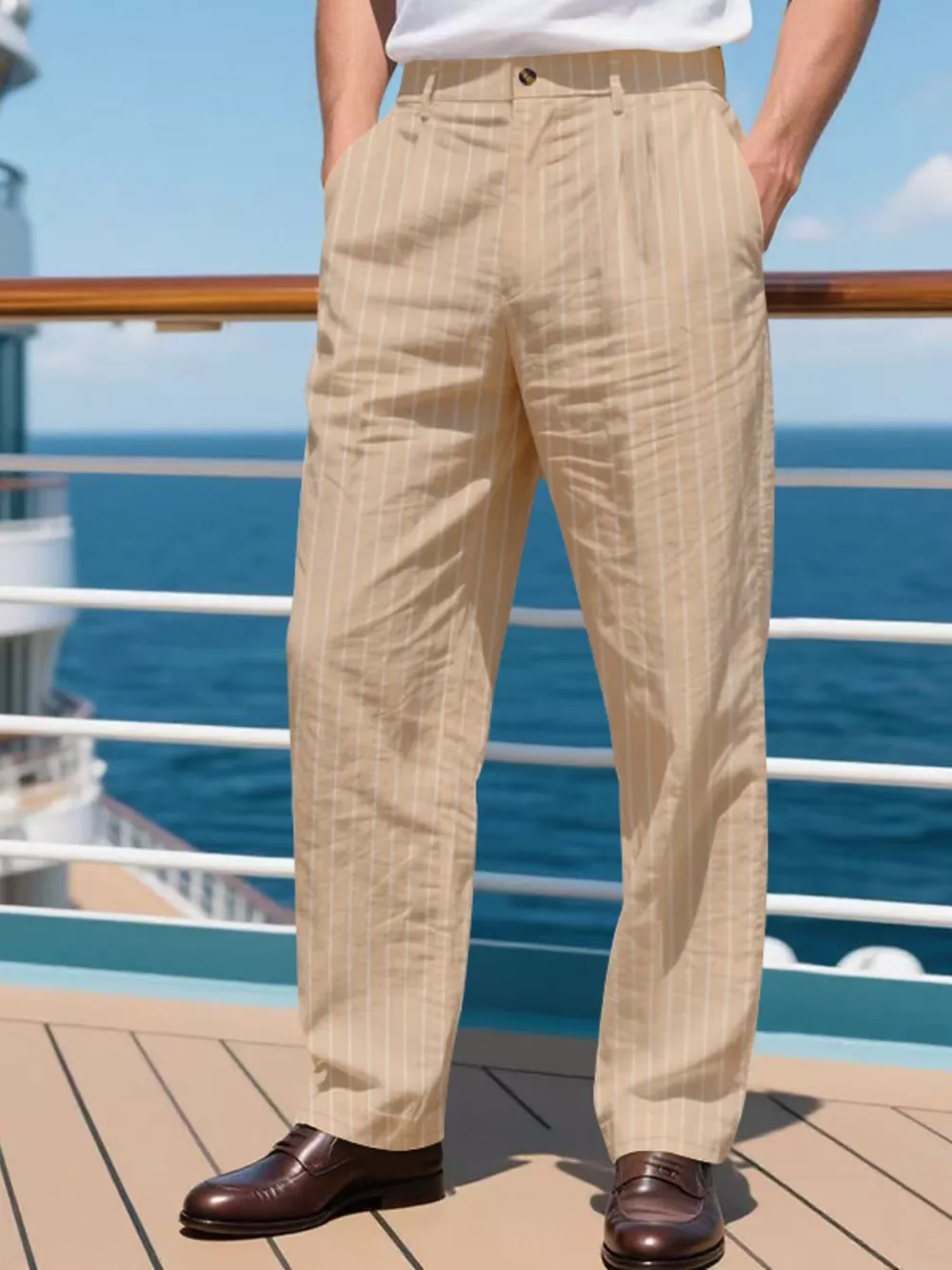 Men's Full Size Striped Wide Leg Pant Plus Size, image 18