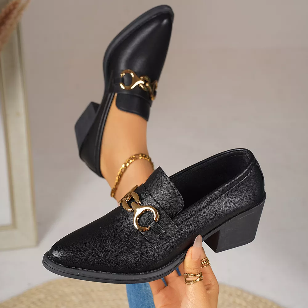 Point Toe Block Heels Loafers, image 3