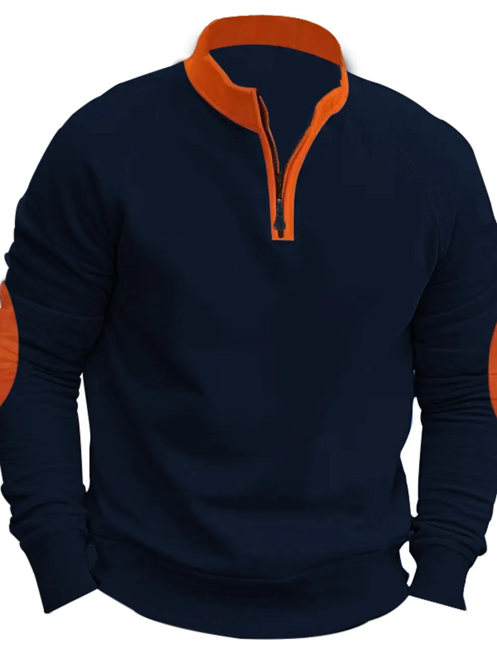 Men's Full Size Quarter-Zip Contrast Trim Sweatshirt Plus Size, image 3