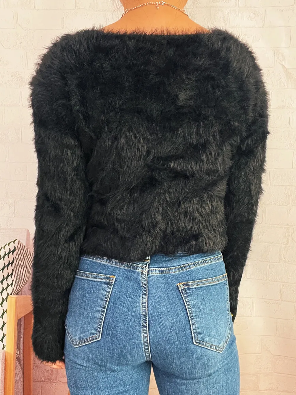 Fuzzy Heart Shape Button-Up Cardigan, image 10
