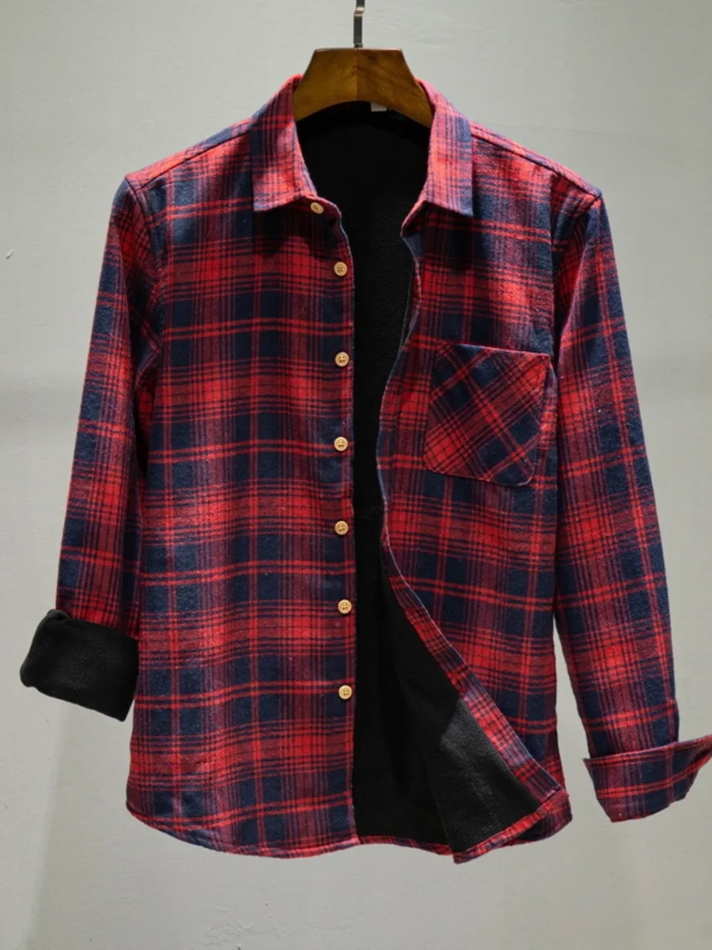 Men's Plus Size Plaid Button Up Long Sleeve Shirt, image 4