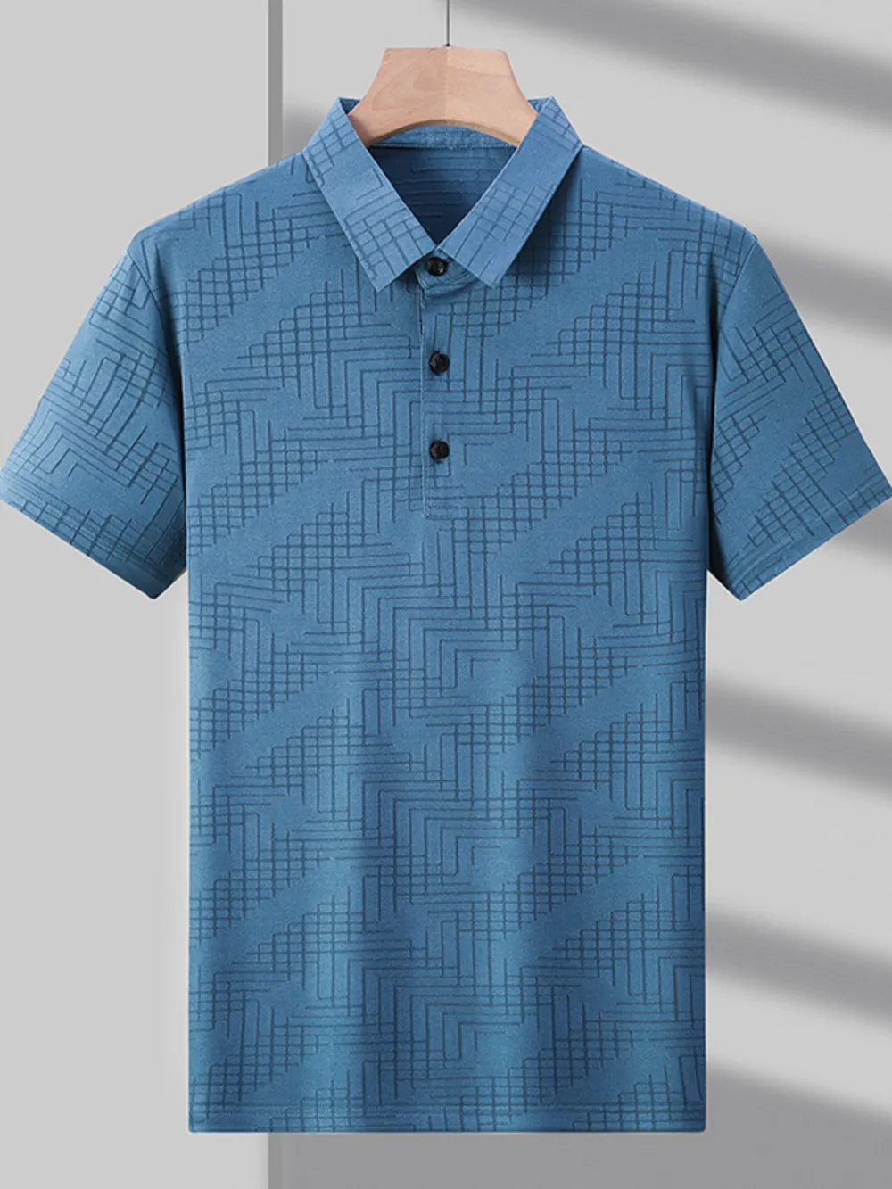 Men's Plus Size Textured Short Sleeve Polo Shirt, image 3