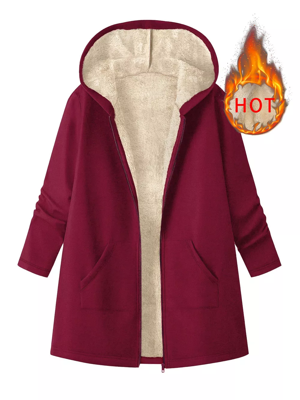 Fleece-Lined Zip Up Hooded Outerwear, image 7