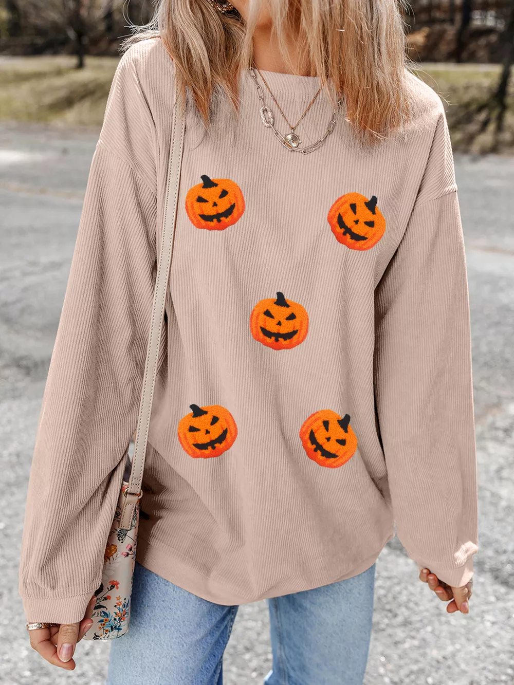 Halloween Pumpkin Drop Shoulder Sweatshirt, image 4