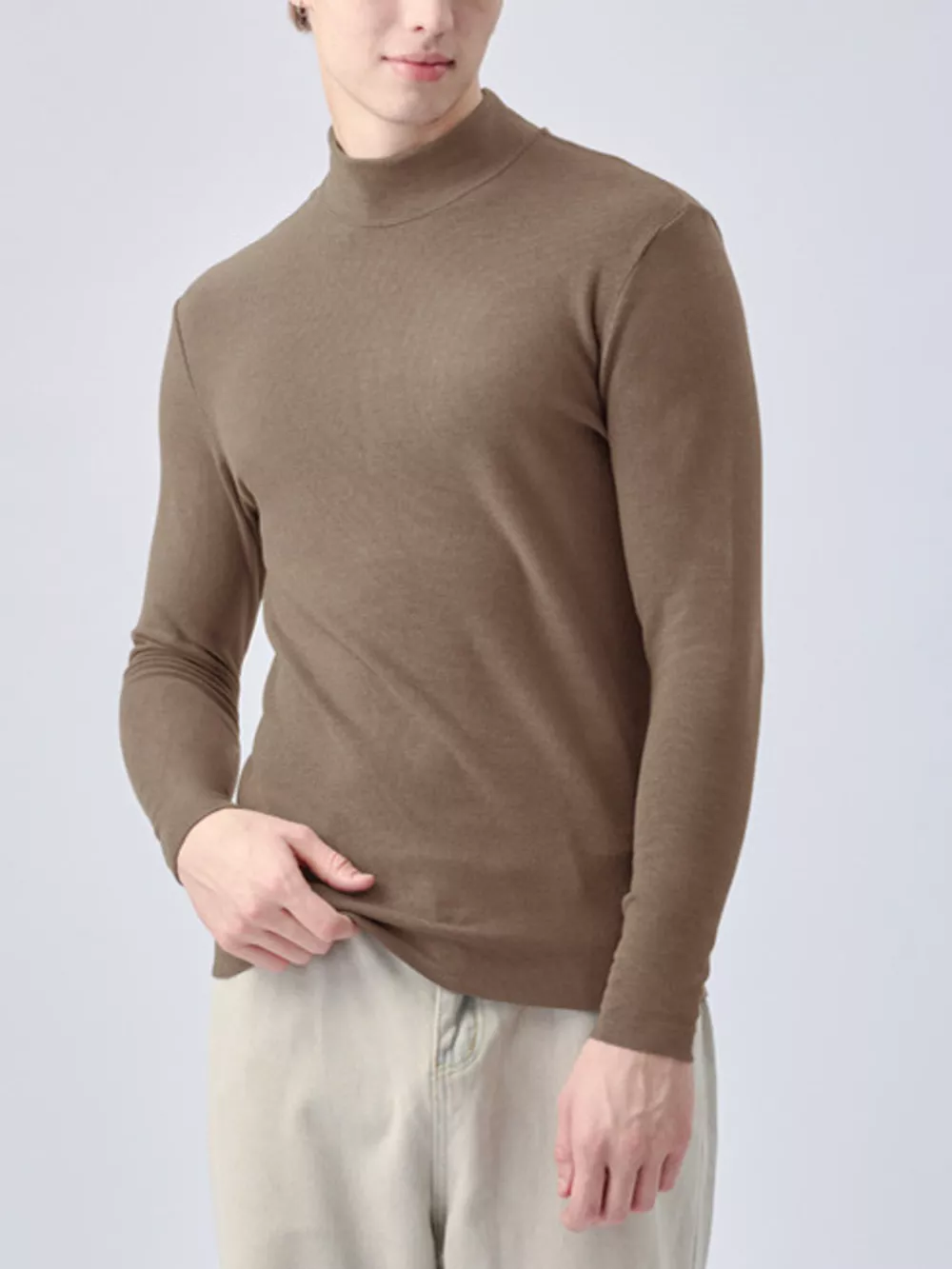 Men's Plus Size Mock Neck Long Sleeve Top, image 5