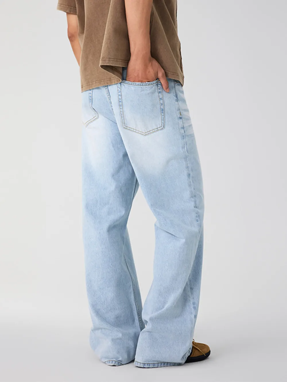 Men's Wash Wide Leg Jeans, image 3