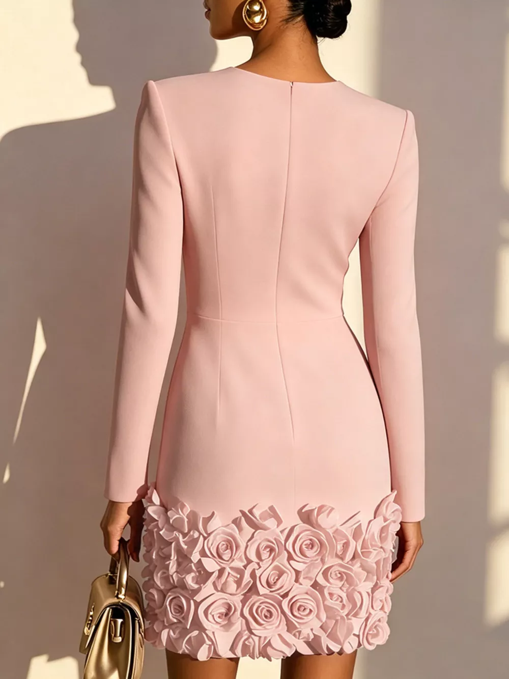 V-Neck Dress with Rose Embellishment, image 12