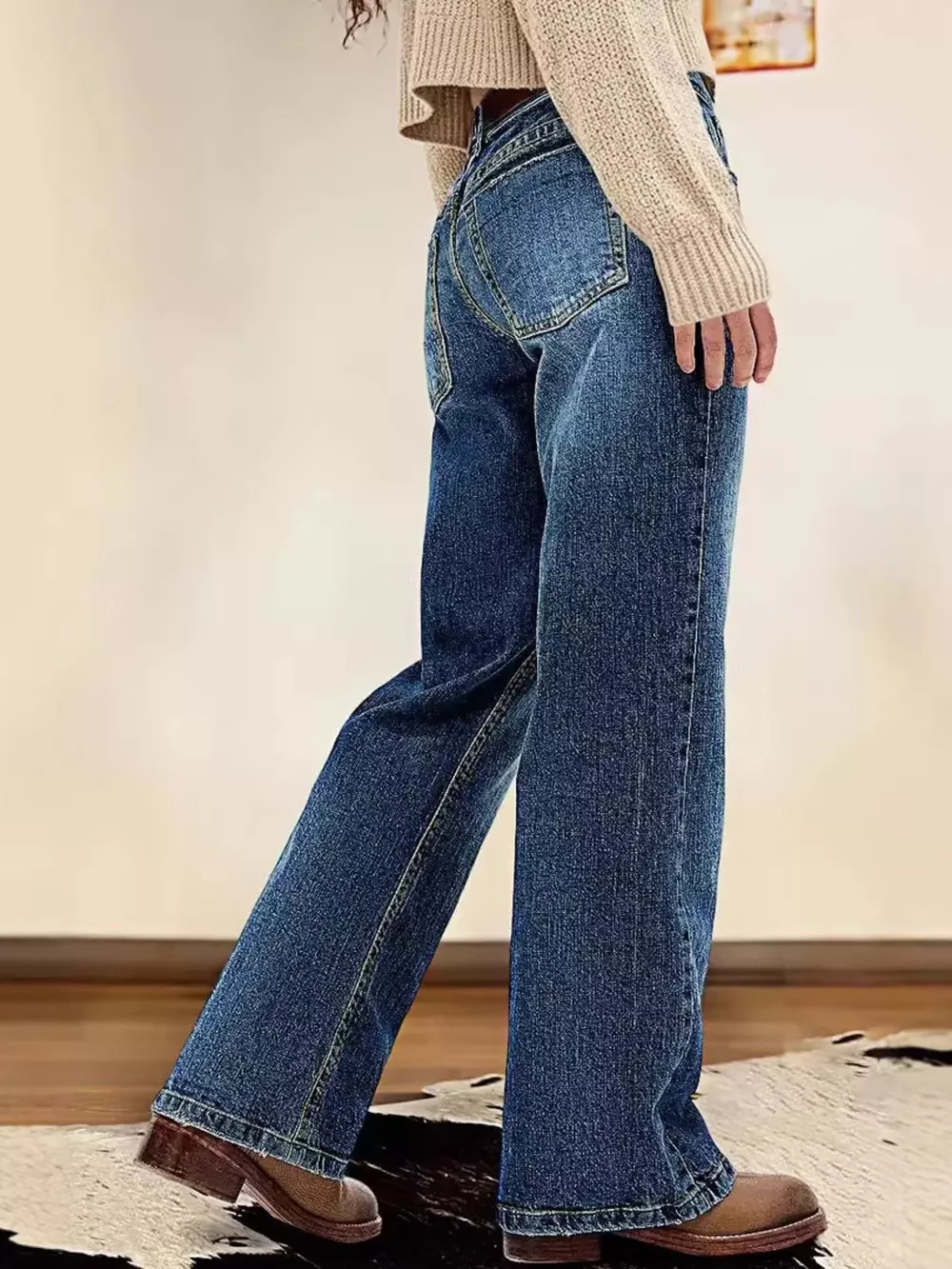 Vintage Wash Straight Leg Jeans, image 5