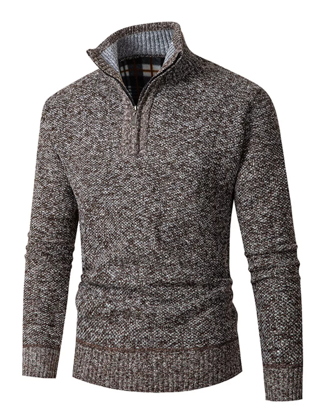 Men's Plus Size Half-Zip Stand Collar Textured Sweater, image 4