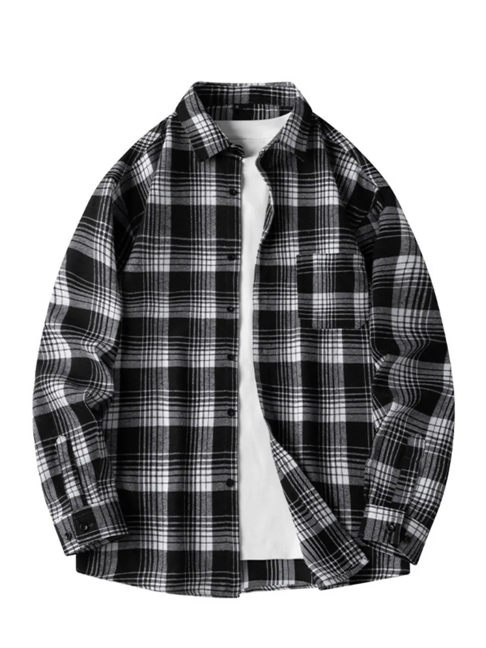Men's Plus Size Plaid Long Sleeve Shirt, image 4