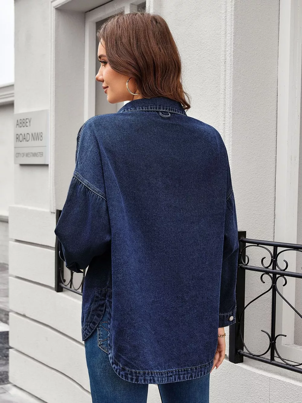 Button Up Long Sleeve Denim Shirt, image 19