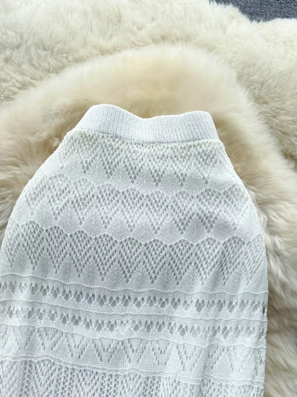 Knitted Hollow Out Maxi Skirt, image 8