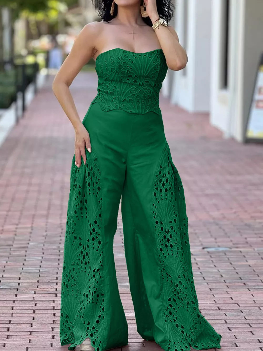 Hollow-Out Tube Top and Pants Two-Piece Set, image 9