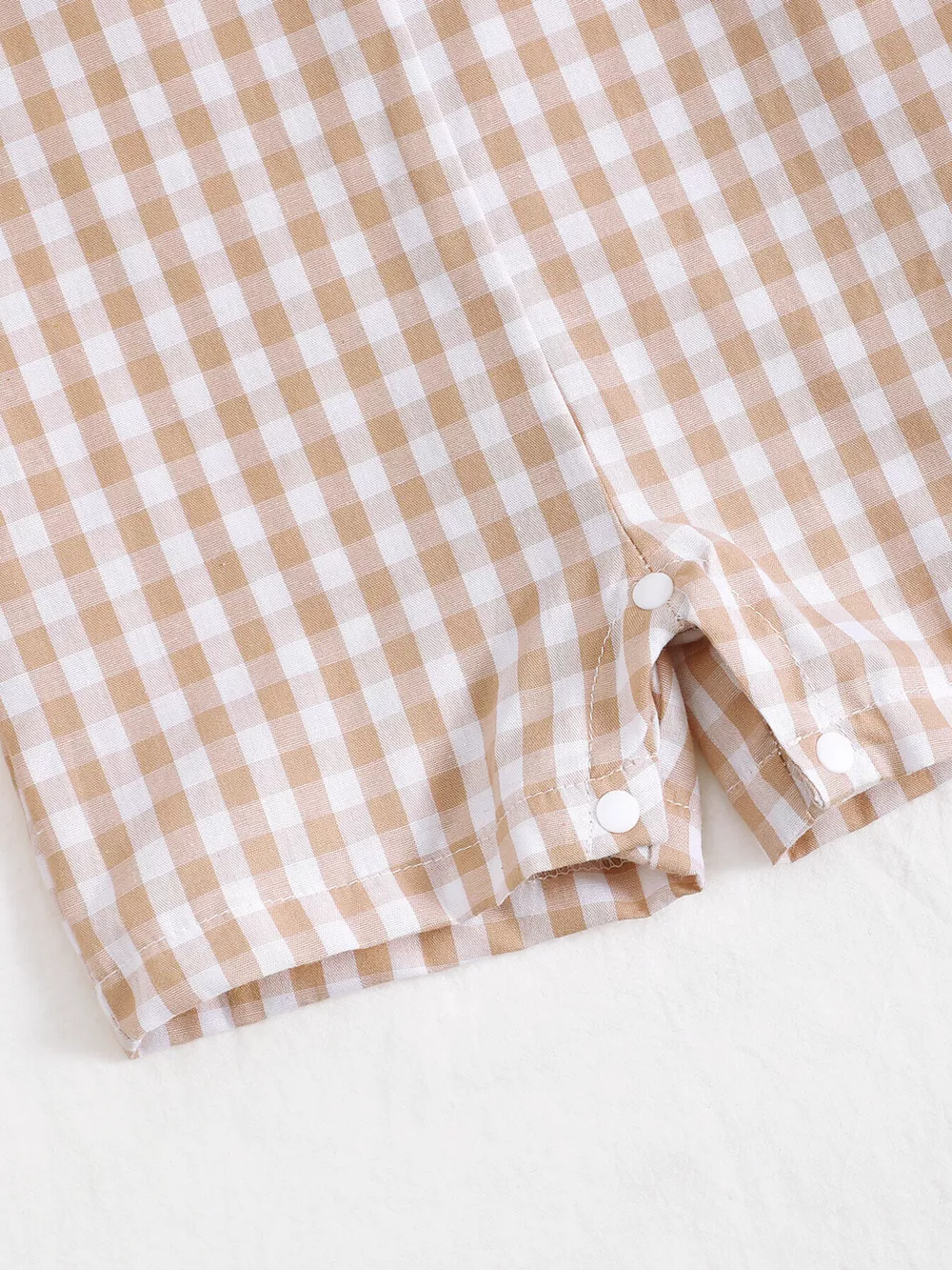 Children's Embroidered Plaid One-Piece Romper, image 10