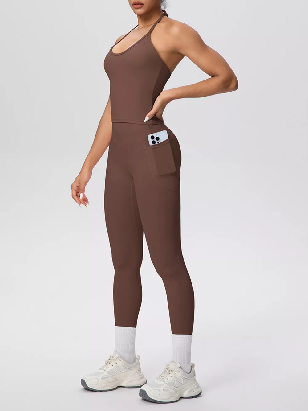 Halter Neck Cami and High-Waisted Leggings Active Set, image 15