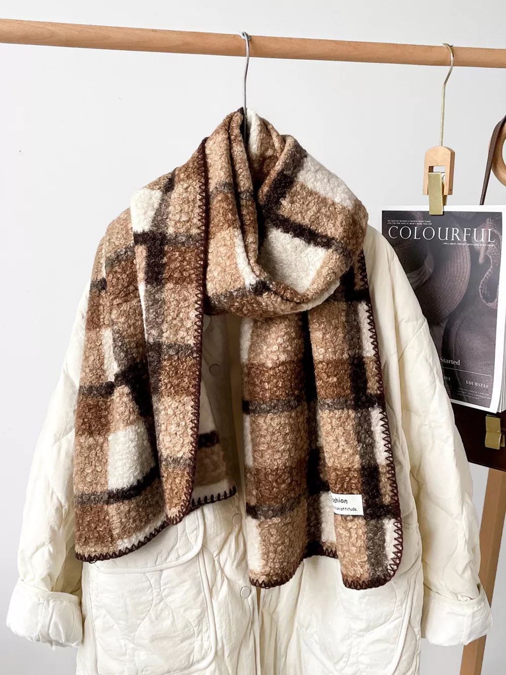 Cozy Plaid Knitted Scarf, image 5