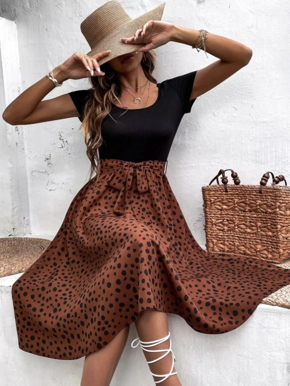 Leopard Print Tie-Waist Dress, image 3