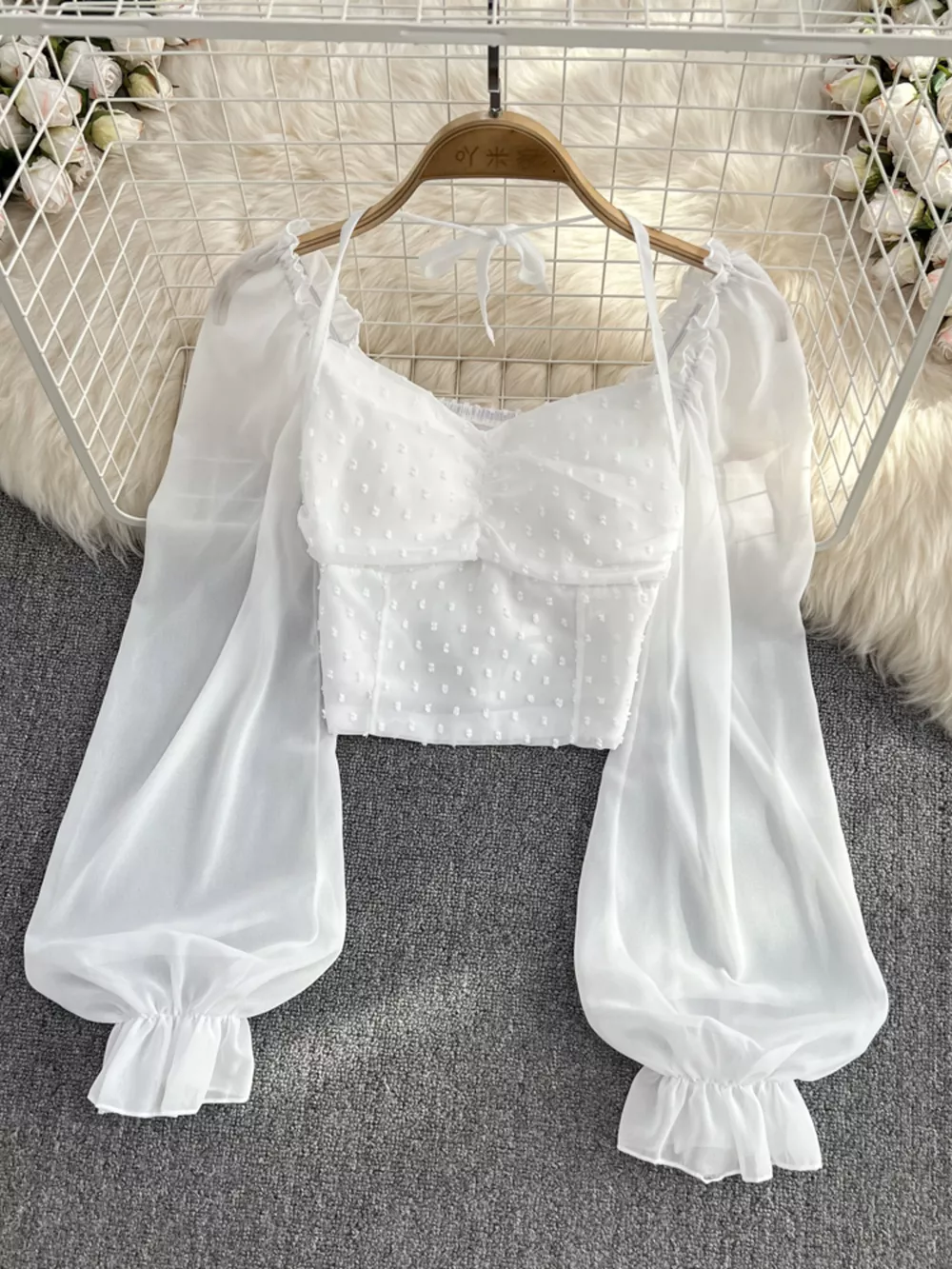 Swiss Dot Flounce Sleeve Blouse, image 9
