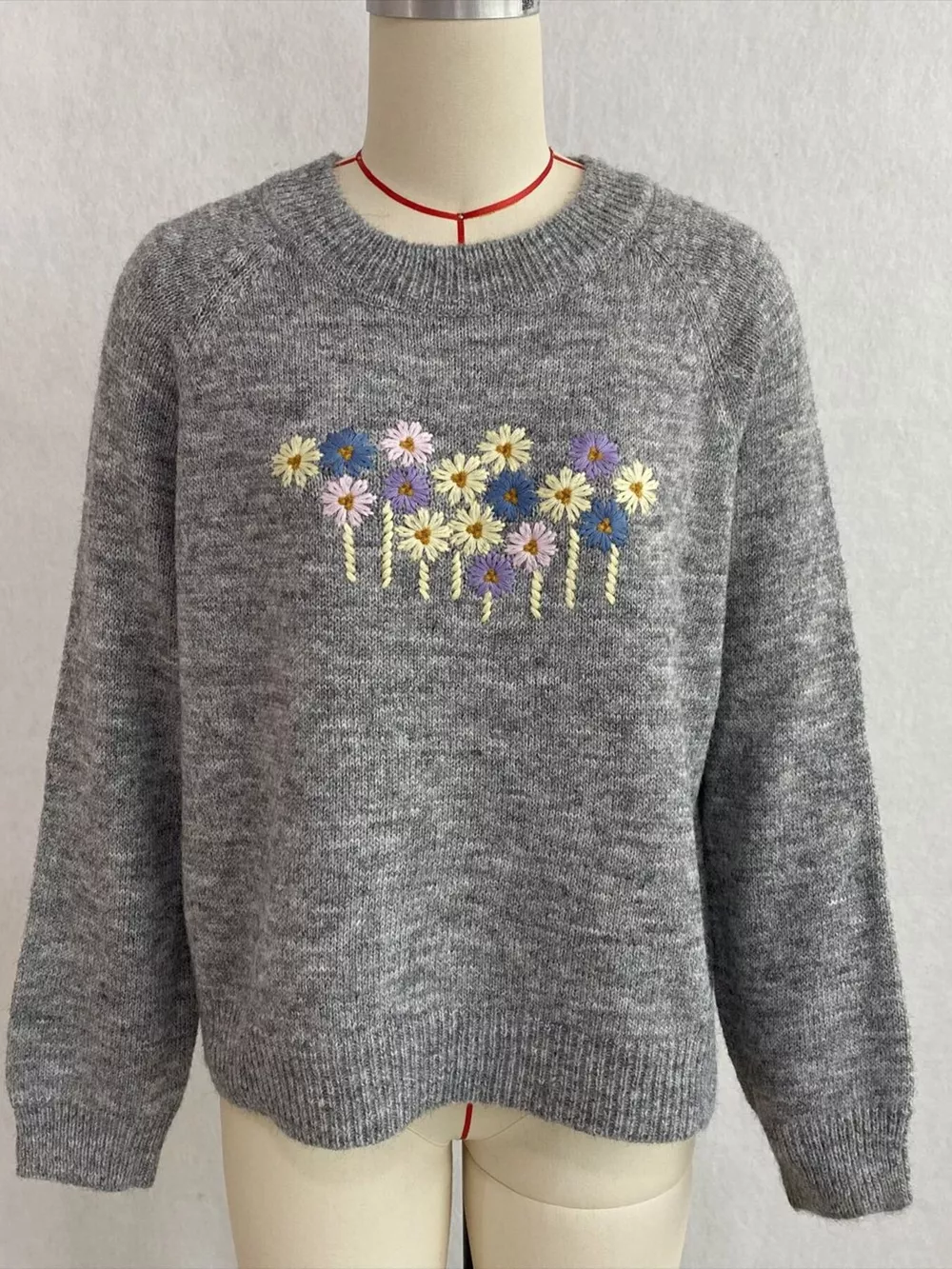 Floral Embroidered Round Neck Sweater, image 19