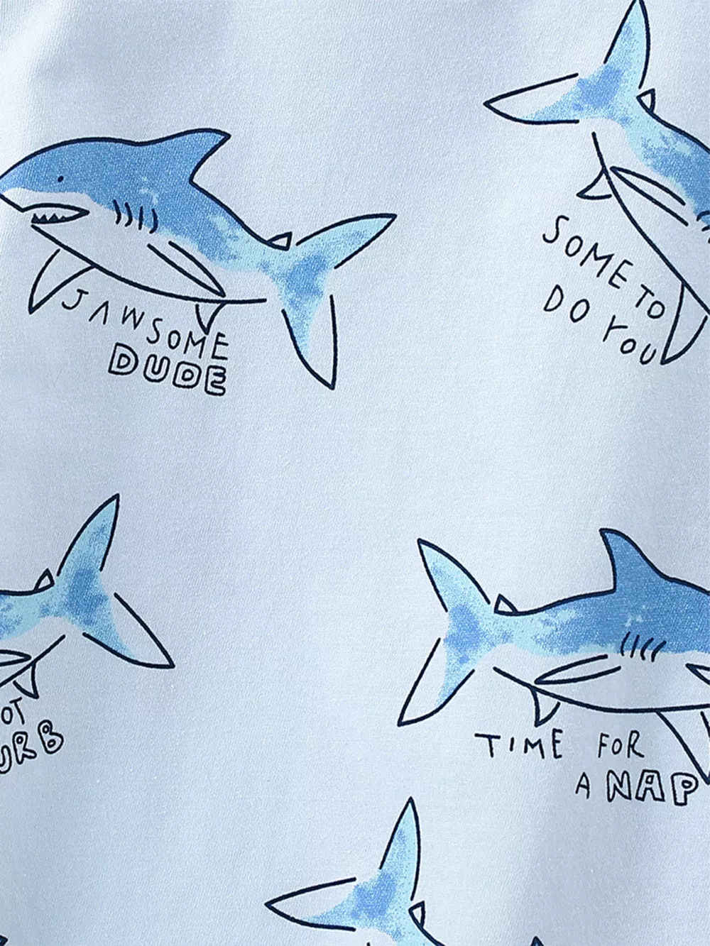 Children's Shark Print Short Sleeve Top and Shorts Set, image 2