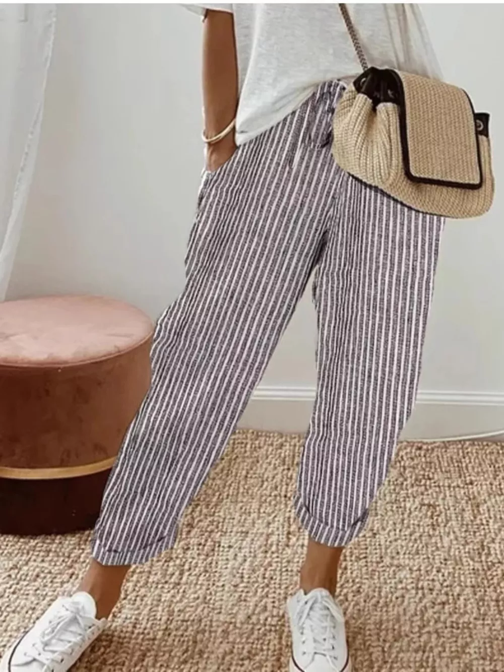 Striped Cropped Pants, image 2