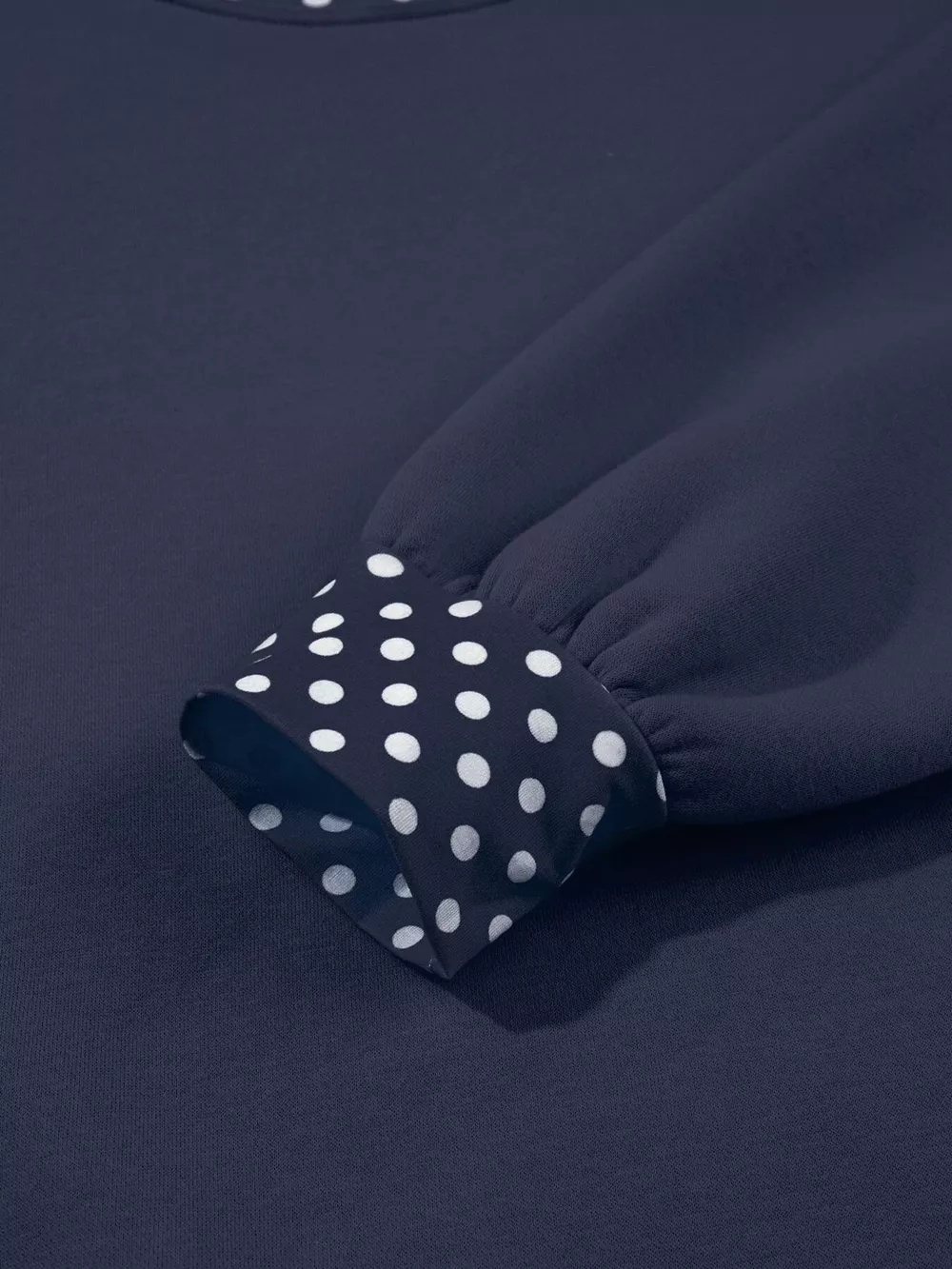 Polka Dot Trim Contrast Crew Neck Sweatshirt, image 4