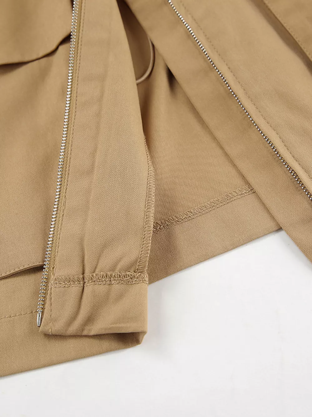 Oversized Contrast Collar Jacket with Drawstring Waist, image 16