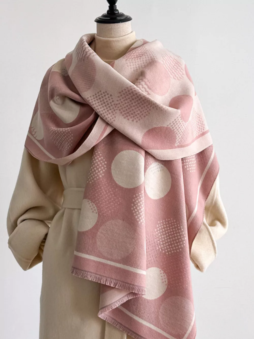 Polka Dot Raw Hem Scarf, image 3