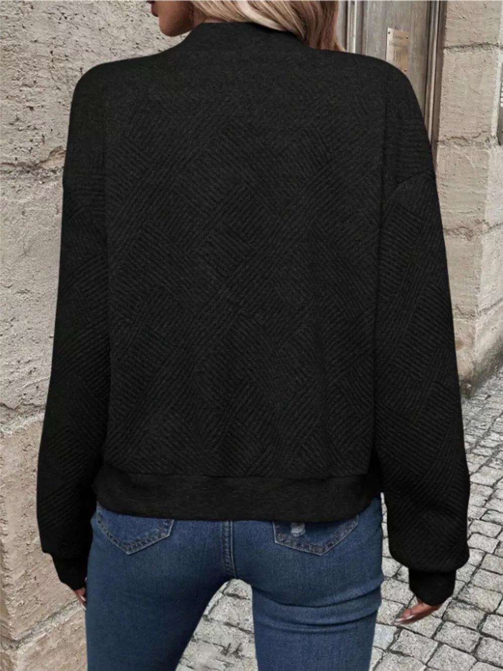 Textured Knit Zip-Up Bomber Jacket, image 12