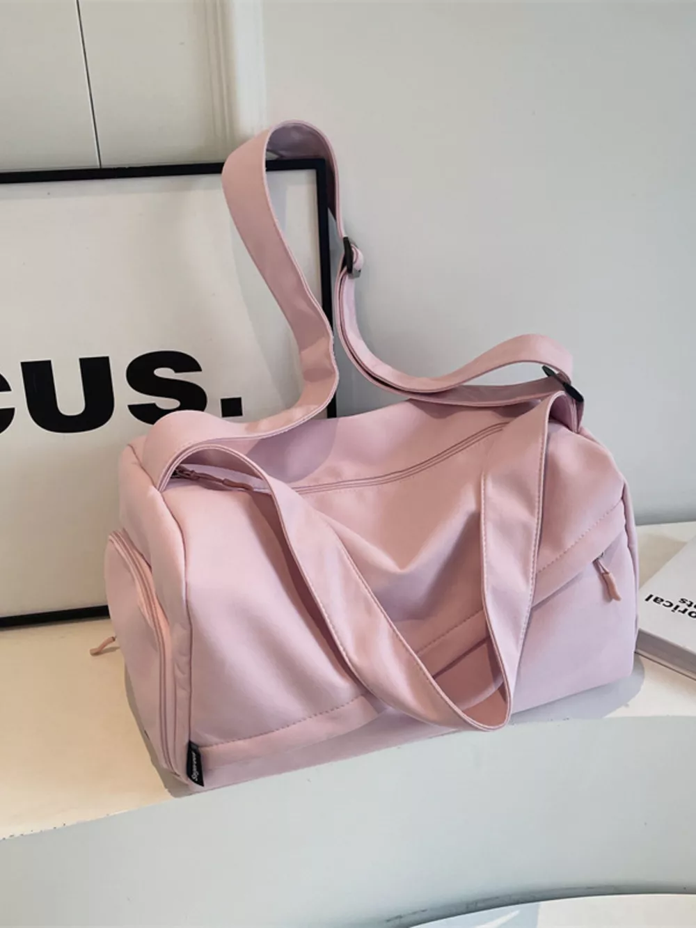 Adjustable Strap Solid Color Travel Bag, image 7