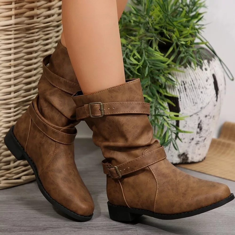 Buckled Low Heel Boots, image 3