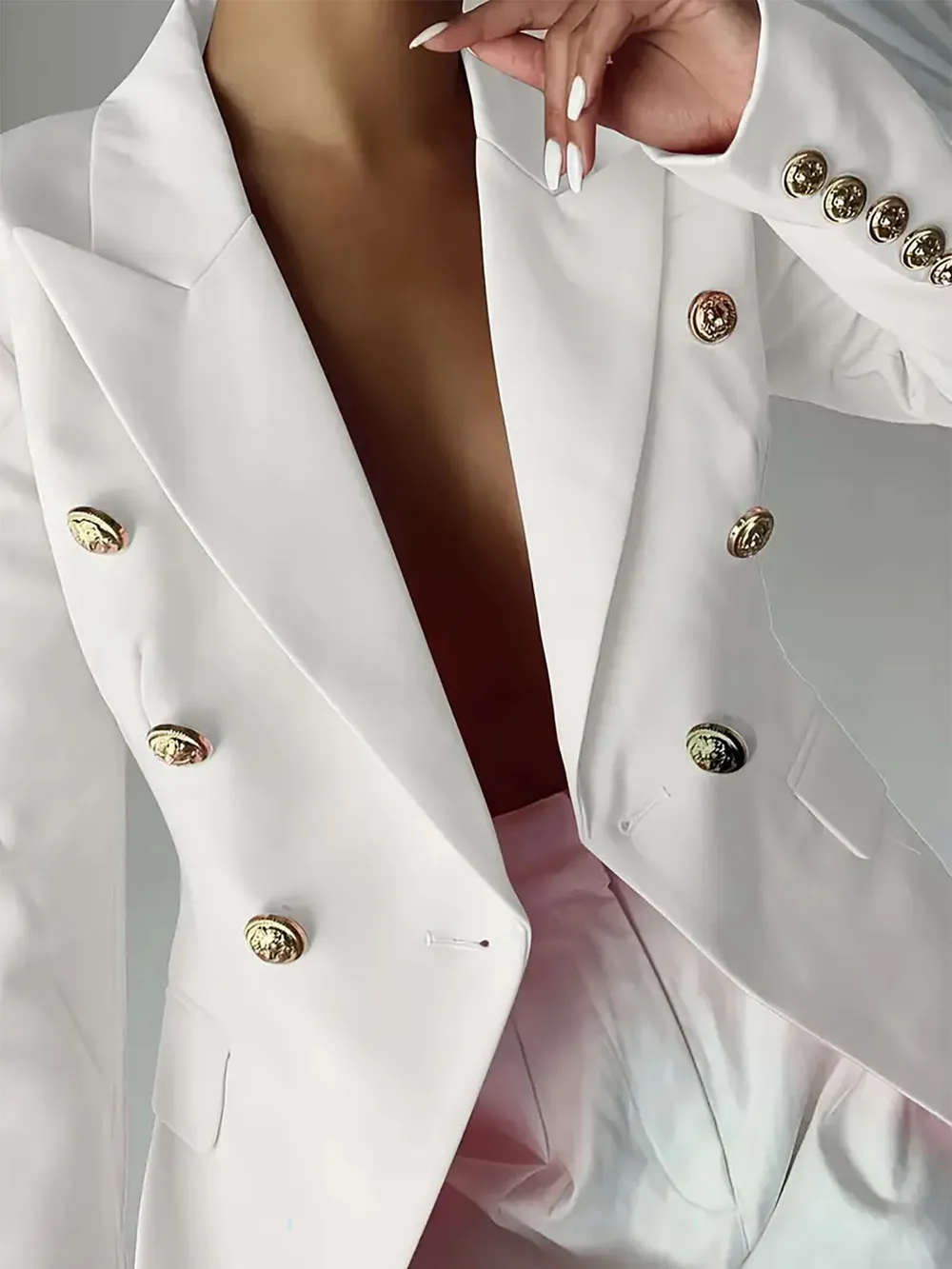 Decor Button Lapel Collar Blazer, image 9