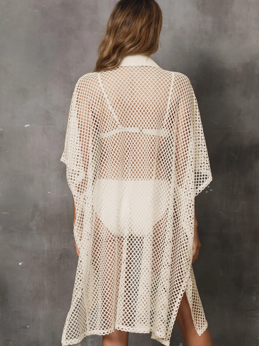 Sheer Mesh Button Up Cover Up, image 10